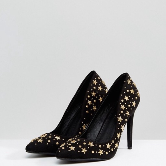 ASOS New Look star studded black and gold heels - Picture 1 of 8